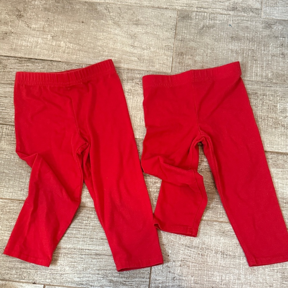 2 pair of Red Toddler Leggings
